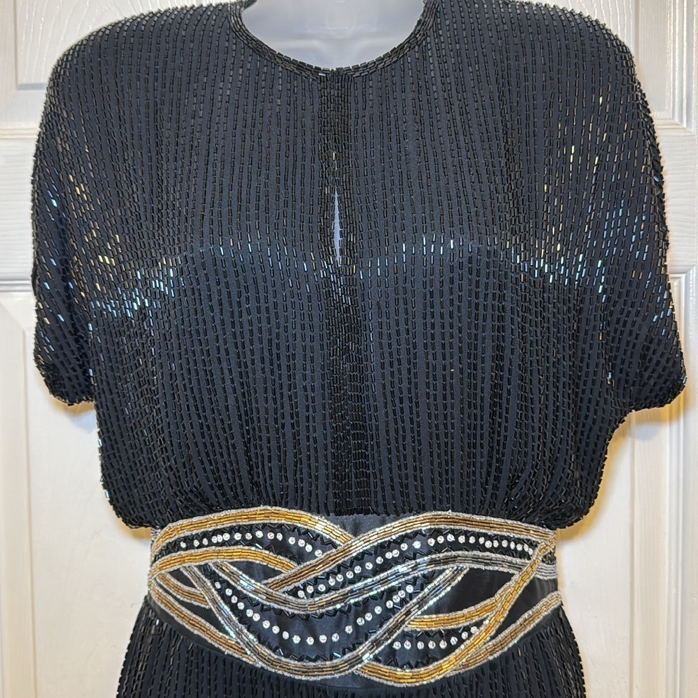 Vintage 1980’s Bob Mackie Boutique Fully Beaded Cocktail Dress Size 8 - Picture 5 of 17